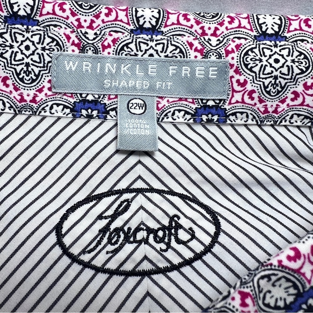 Foxcroft 3/4 Sleeve Wrinkle Free Button Down Shirt- Size 22W Geometric Pattern - Picture 4 of 9